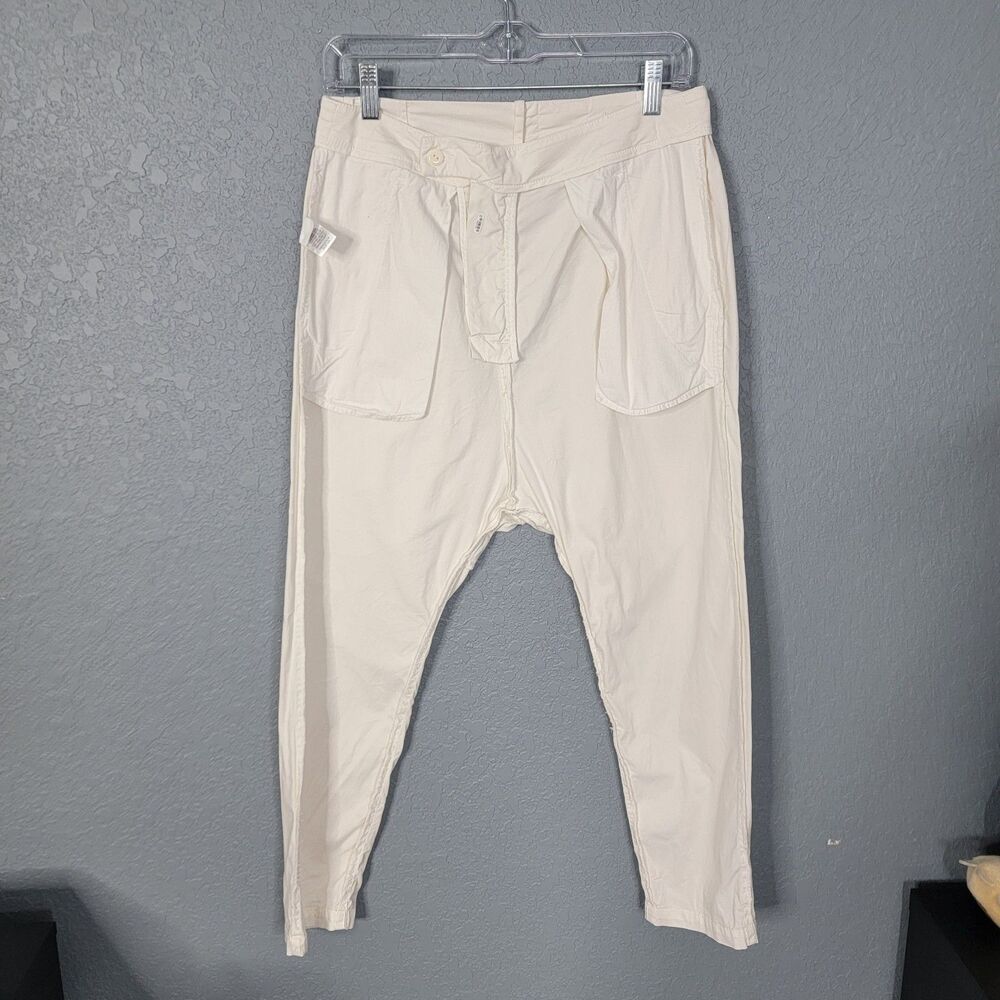 Nili Lotan Paris Pant in Eggshell Drop Crotch Cotton Twill Size 2 Edgy USA Work - Picture 9 of 17